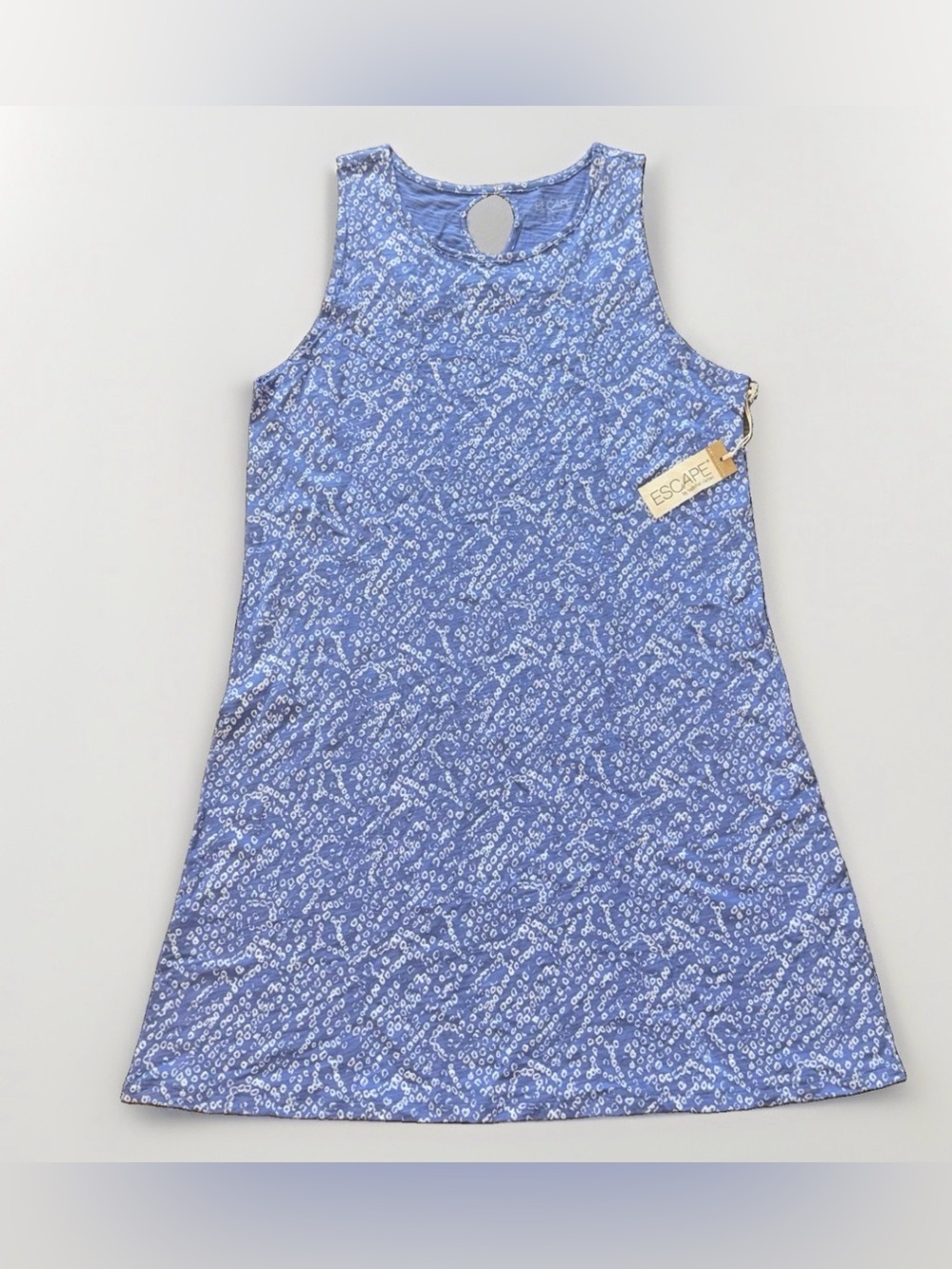 NWT Escape by Habitat Clothes Blue Scroll Slub Cotton Tank Dress Resort Beach
